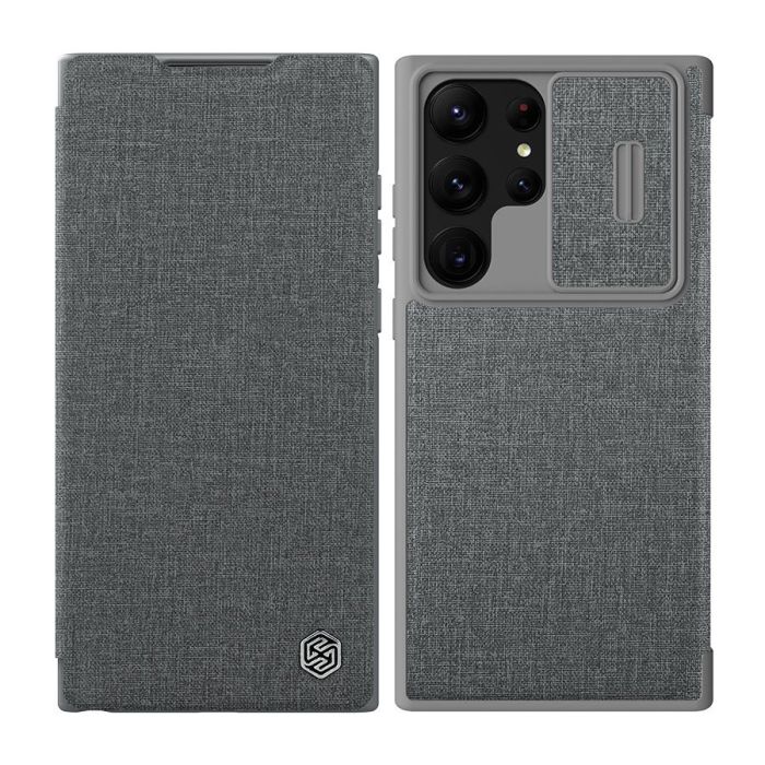 Samsung Galaxy S23 Ultra case gray NILLKIN QIN PRO LEATHER (CLOTH